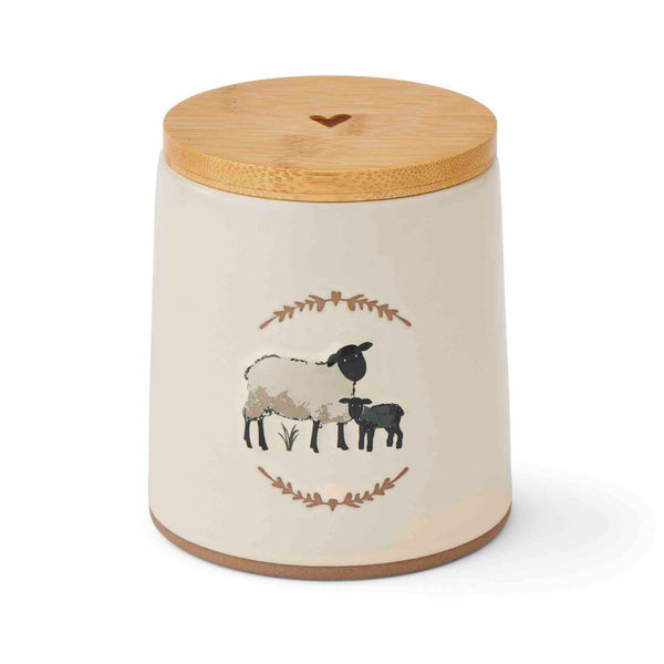 Highland Sheep Ceramic Canister - Cream - Williamsons Factory Shop