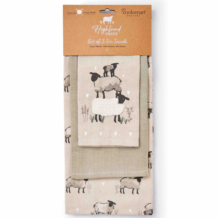 Highland Sheep 3 Pack Tea Towels - Williamsons Factory Shop