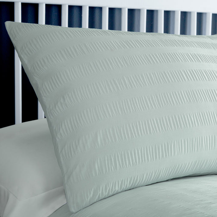 Serene Honley Seersucker Duvet Cover Set - Duck Egg - Williamsons Factory Shop