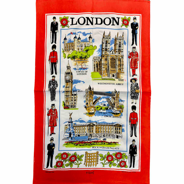 London Cotton Tea Towel - White - Williamsons Factory Shop