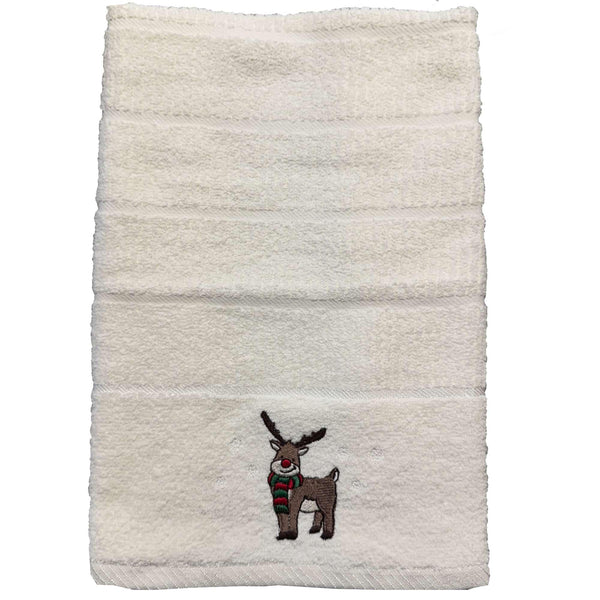 Reindeer Christmas Kitchen Towel - Cream