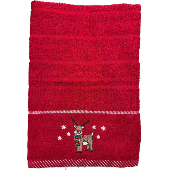 Reindeer Christmas Kitchen Towel - Red
