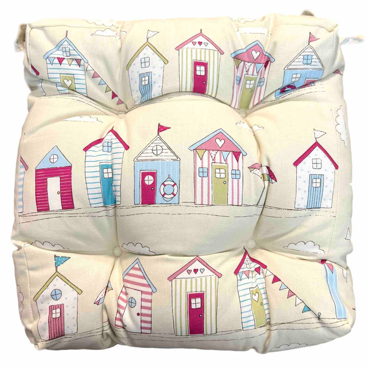 Chunky Seat Pad - Beach Huts Pink - Williamsons Factory Shop