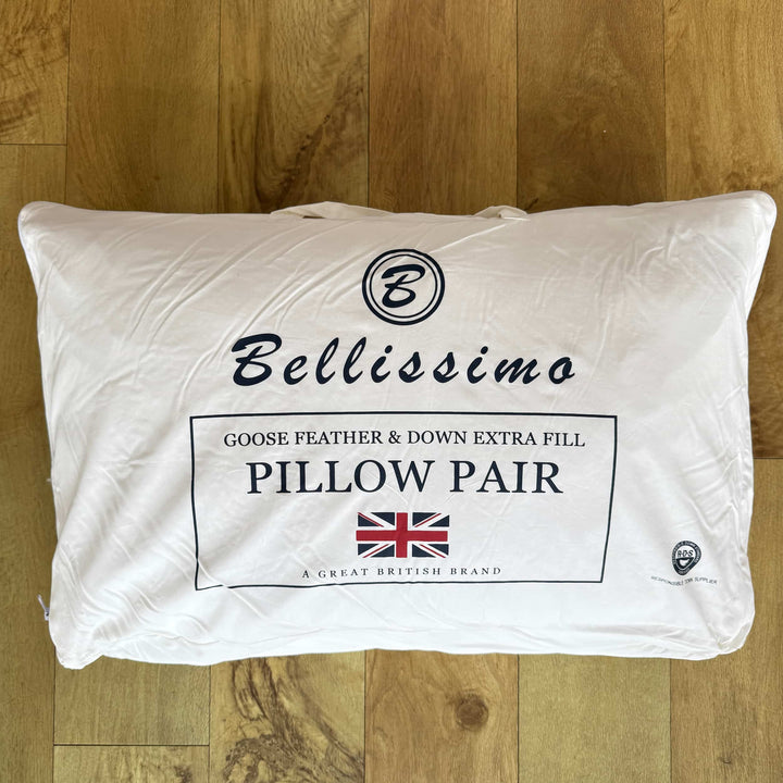 Bellissimo Extra Fill Goose Down & Feather Pillow Pair - Williamsons Factory Shop
