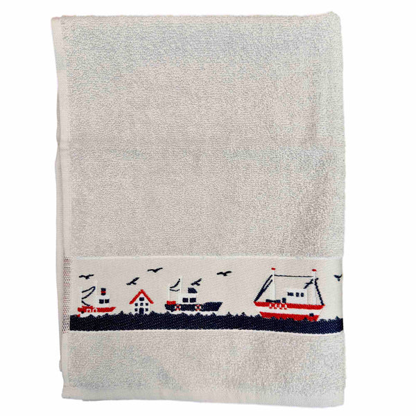 Boats Silver Kitchen Towel - Williamsons Factory Shop