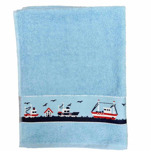 Boats Blue Kitchen Towel - Williamsons Factory Shop