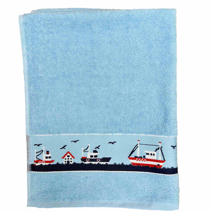 Boats Blue Kitchen Towel - Williamsons Factory Shop