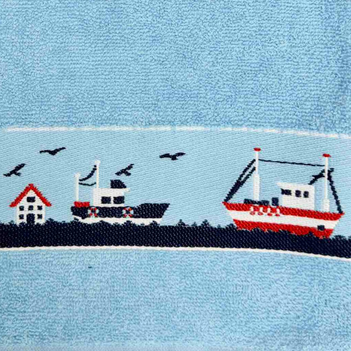 Boats Blue Kitchen Towel - Williamsons Factory Shop