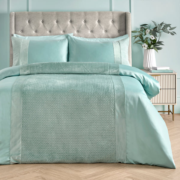 Soiree Iras Duvet Cover Set - Duck Egg - Williamsons Factory Shop