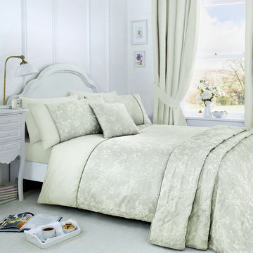 Woven Jasmine Jacquard Duvet Cover Set - Green
