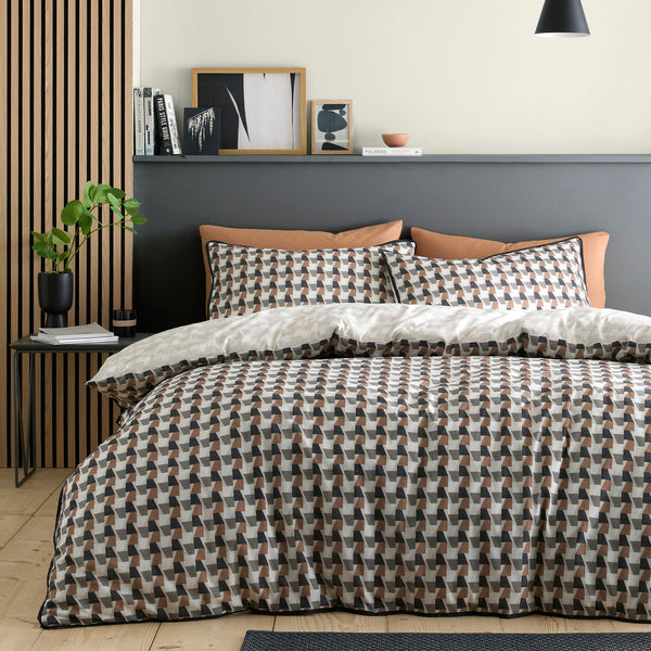 Appletree Hygge Jett Cotton Duvet Cover Set - Brown/Bracken