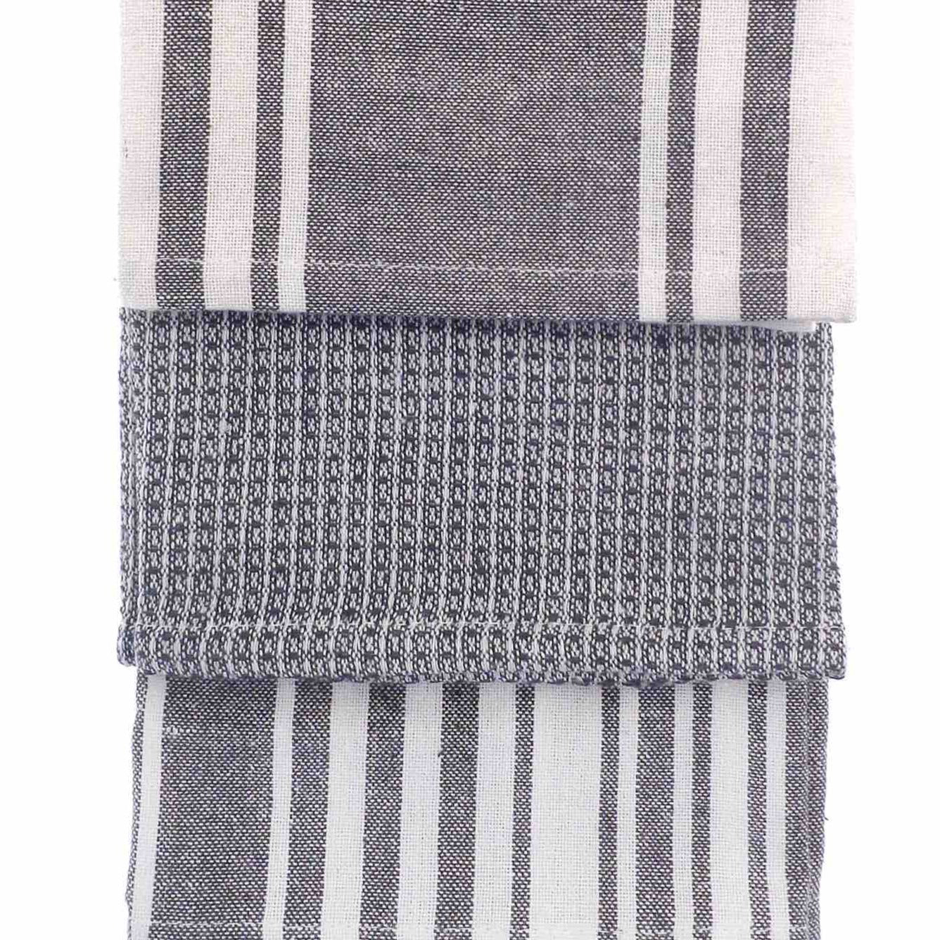 Eco Striped Tea Towels (3 Pack) - Grey