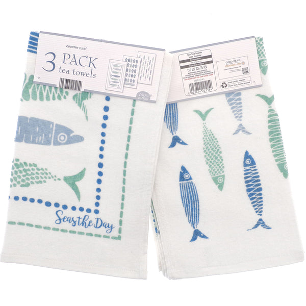 Seas The Day Tea Towels (3 Pack) - Williamsons Factory Shop
