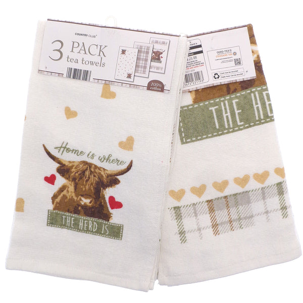 Highland Herd Tea Towels (3 Pack) - Williamsons Factory Shop