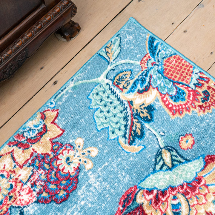 Dreams & Drapes Keats Washable Rug - Blue - Williamsons Factory Shop