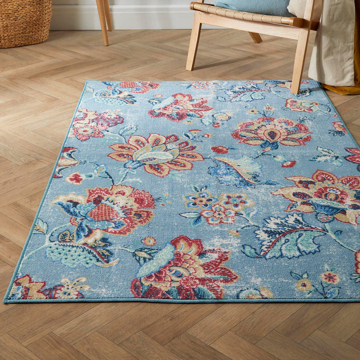 Dreams & Drapes Keats Washable Rug - Blue - Williamsons Factory Shop