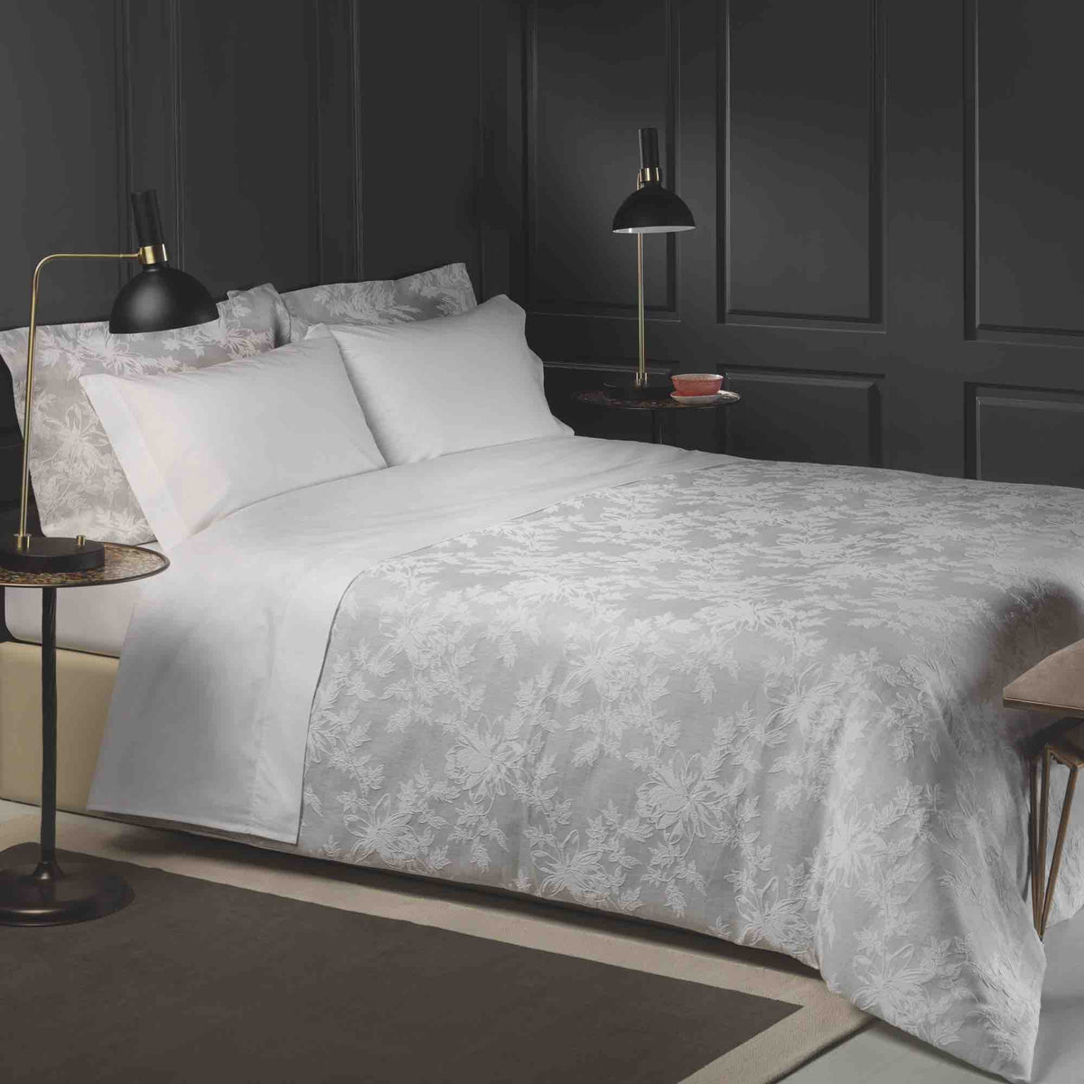 Kingston Jacquard Duvet Cover Set - Grey - Williamsons Home