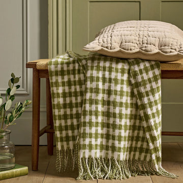 Laura Ashley Knapton Throw - Olive Green