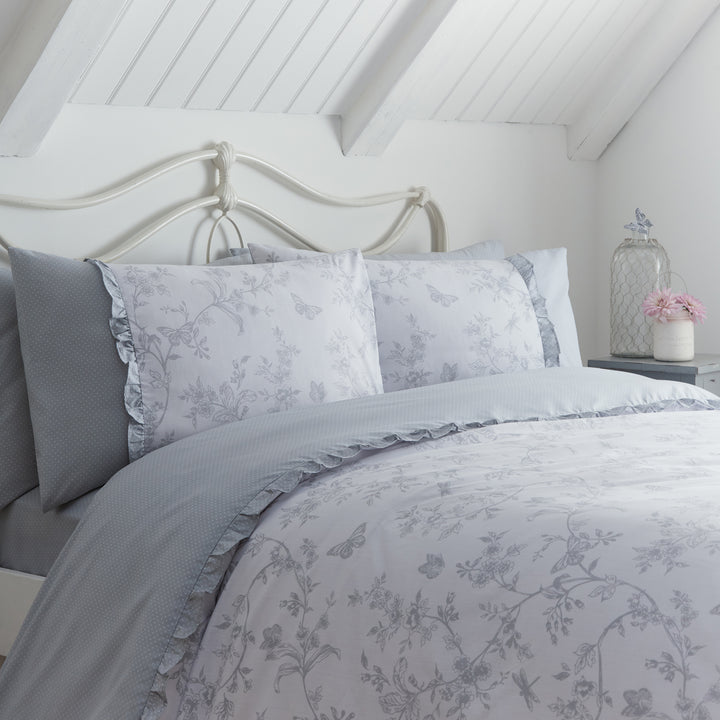 D&D Kristen Fitted Bed Sheet Set (28cm) - Grey - Williamsons Factory Shop