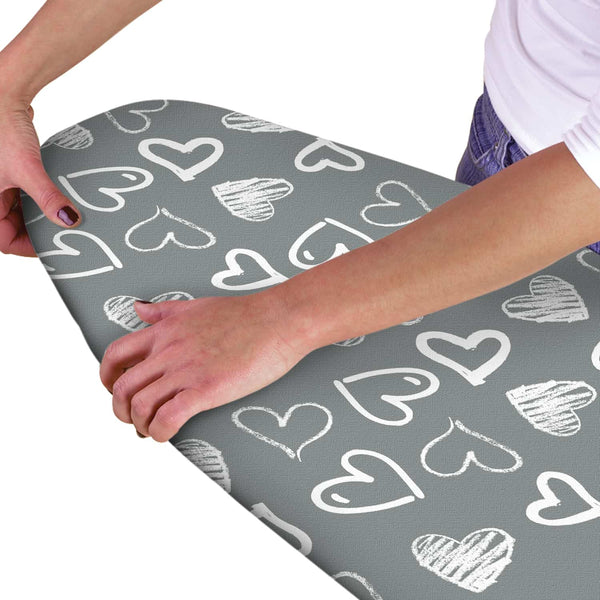 Grey Hearts Ironing Board Cover - Williamsons Factory Shop