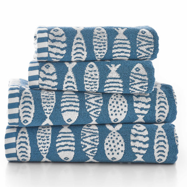 Lobster Creek Small Fish Towel - Blue - Williamsons Factory Shop