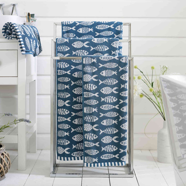 Lobster Creek Small Fish Towel - Blue - Williamsons Factory Shop