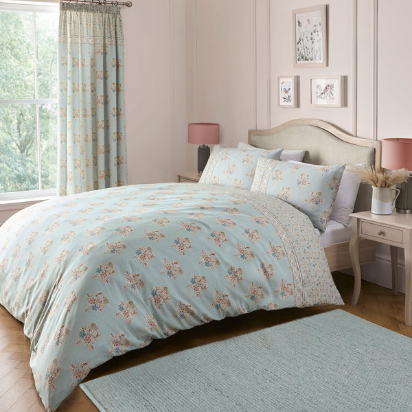 Dreams & Drapes Lorena Patchwork Duvet Cover Set - Duck Egg - Williamsons Factory Shop