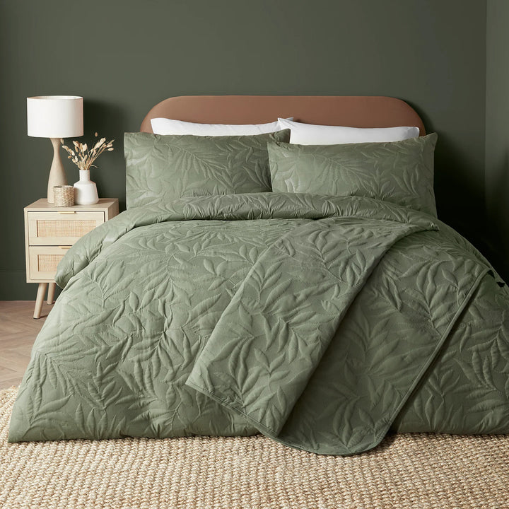 Serene Luana Bedspread - Dark Green - Williamsons Factory Shop