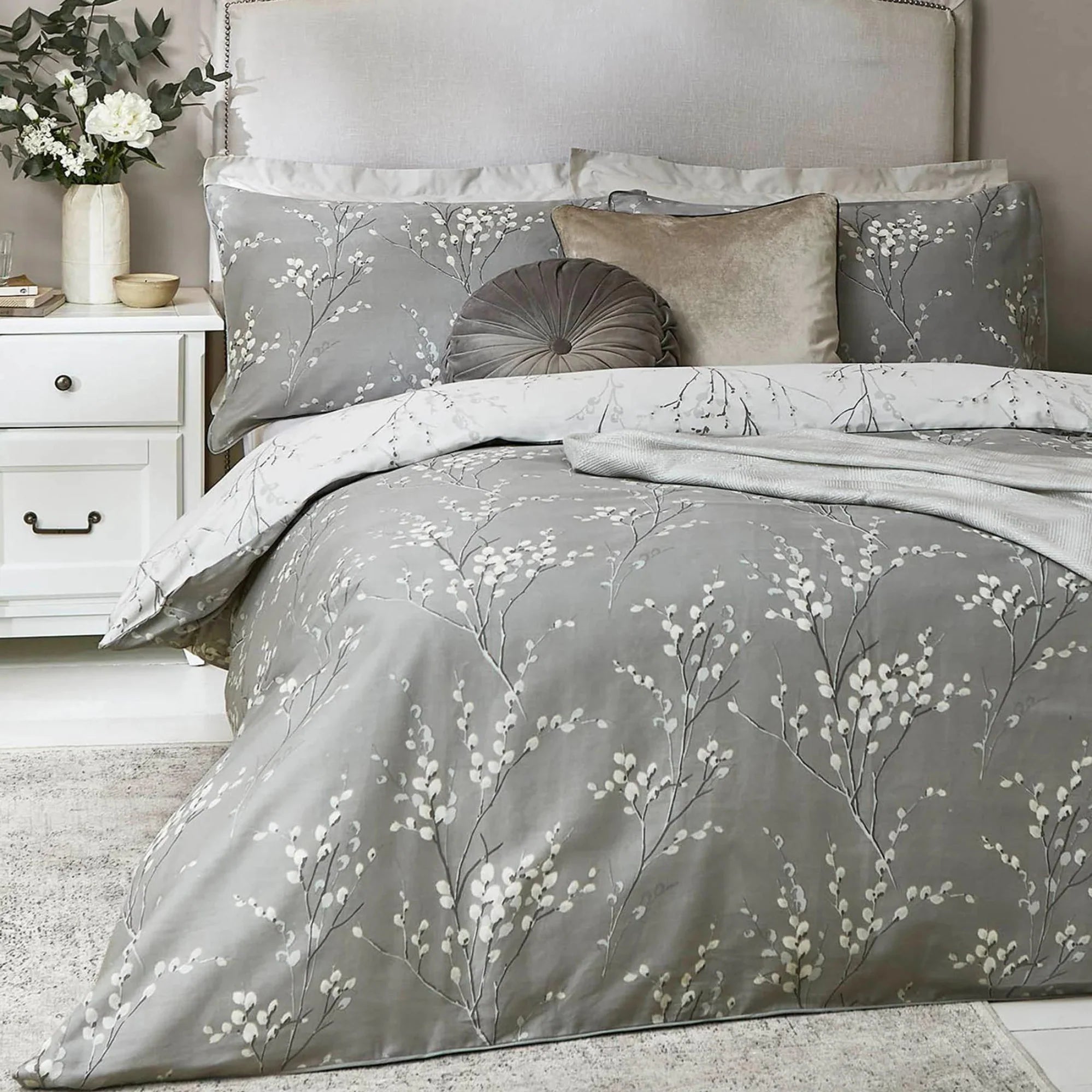Laura Ashley Pussy Willow Duvet Cover Set - Steel
