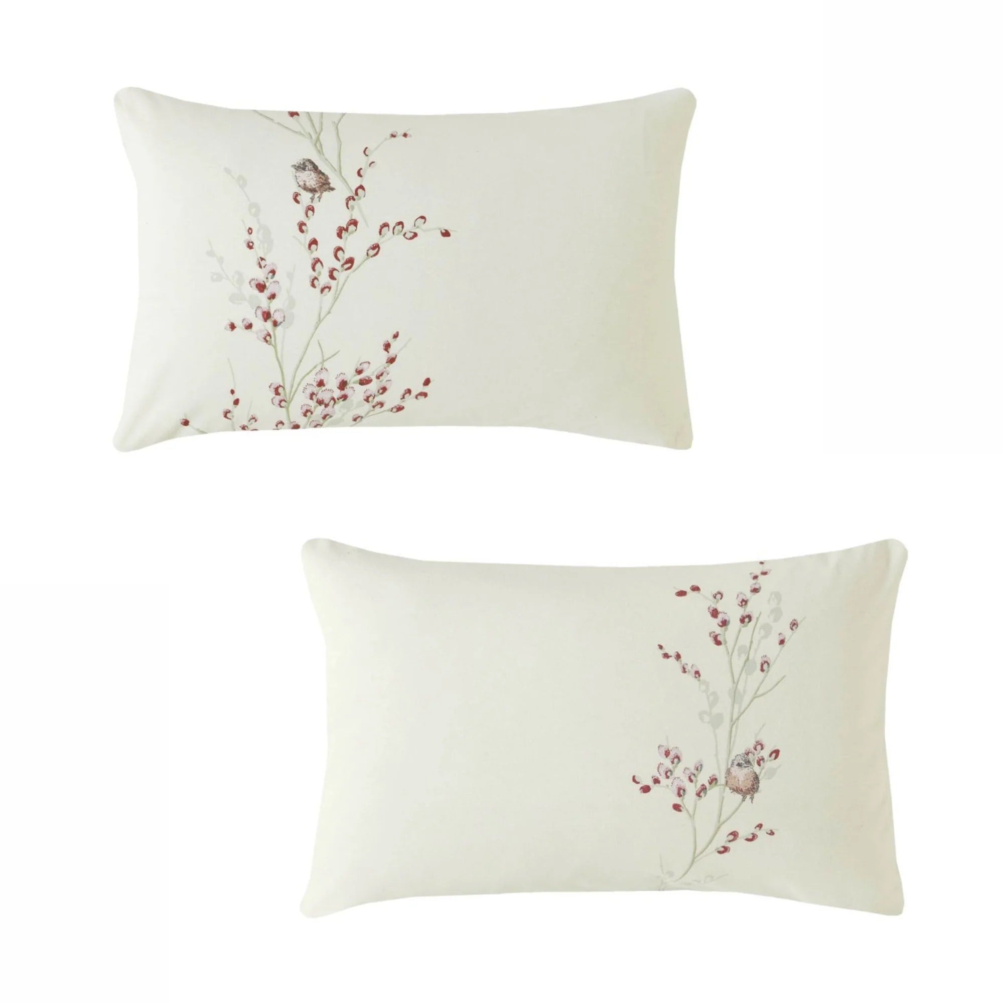 Laura Ashley Pussy Willow Brushed Cotton Duvet Cover Set - Cranberry