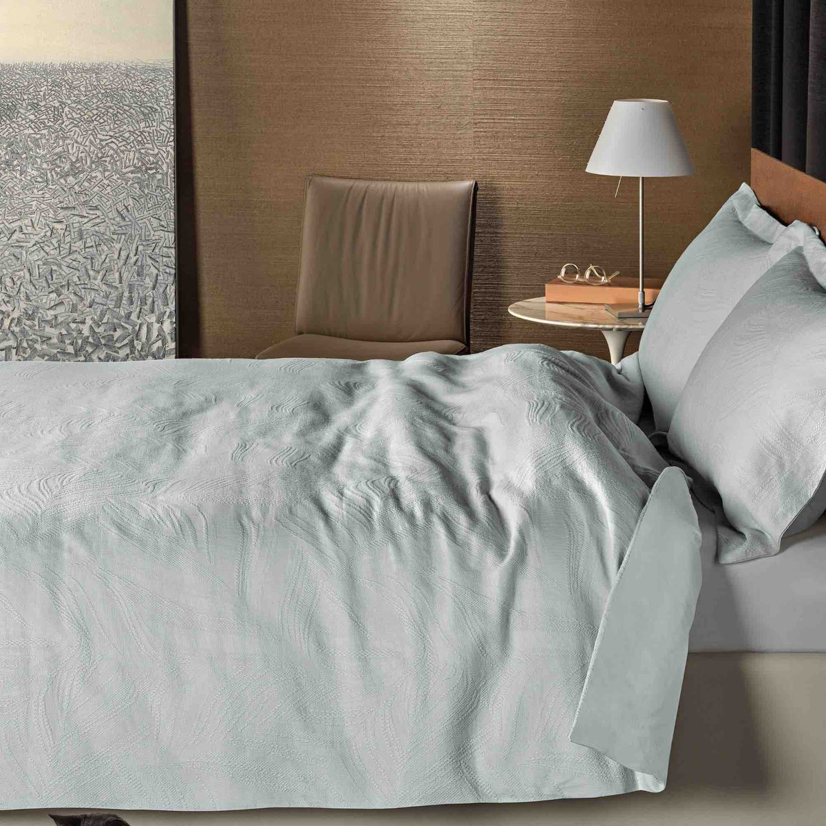 Linen Leaf Stonewash Duvet Cover Set - Duck Egg - Williamsons Home