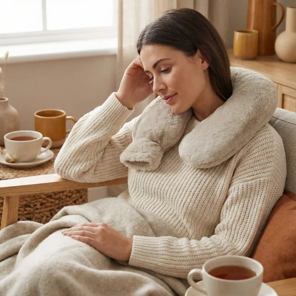 Faux Fur Neck Hot Water Bottle (2L) - Stone