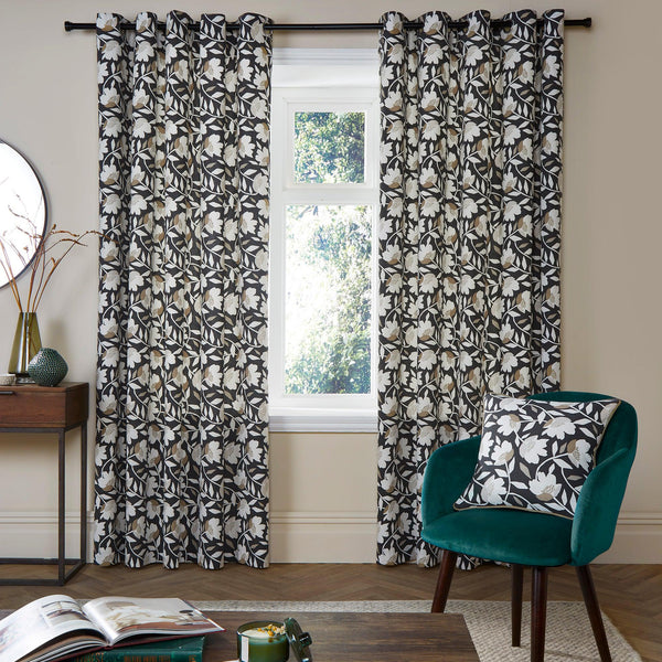 Fusion Luna Eyelet Curtains - Black - Williamsons Factory Shop