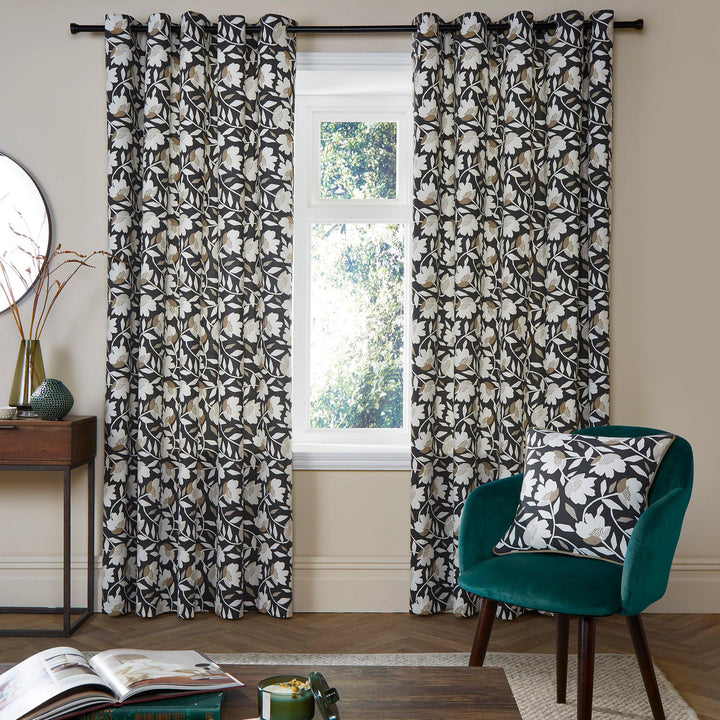 Fusion Luna Eyelet Curtains - Black - Williamsons Factory Shop