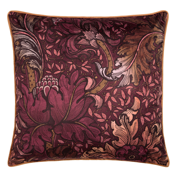 Laurence Llewelyn-Bowen Morris Major Chintz Velvet Cushion - Burgundy