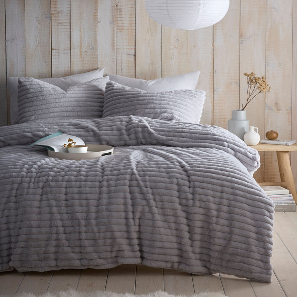 Appletree Hygge Morritz Faux Fur Duvet Cover Set - Grey
