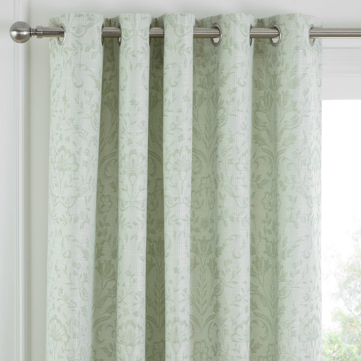 Curtina Marple Eyelet Curtains - Sage Green - Williamsons Factory Shop