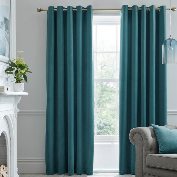 Laurence Llewelyn-Bowen Montrose Eyelet Curtains - Teal - Williamsons Factory Shop