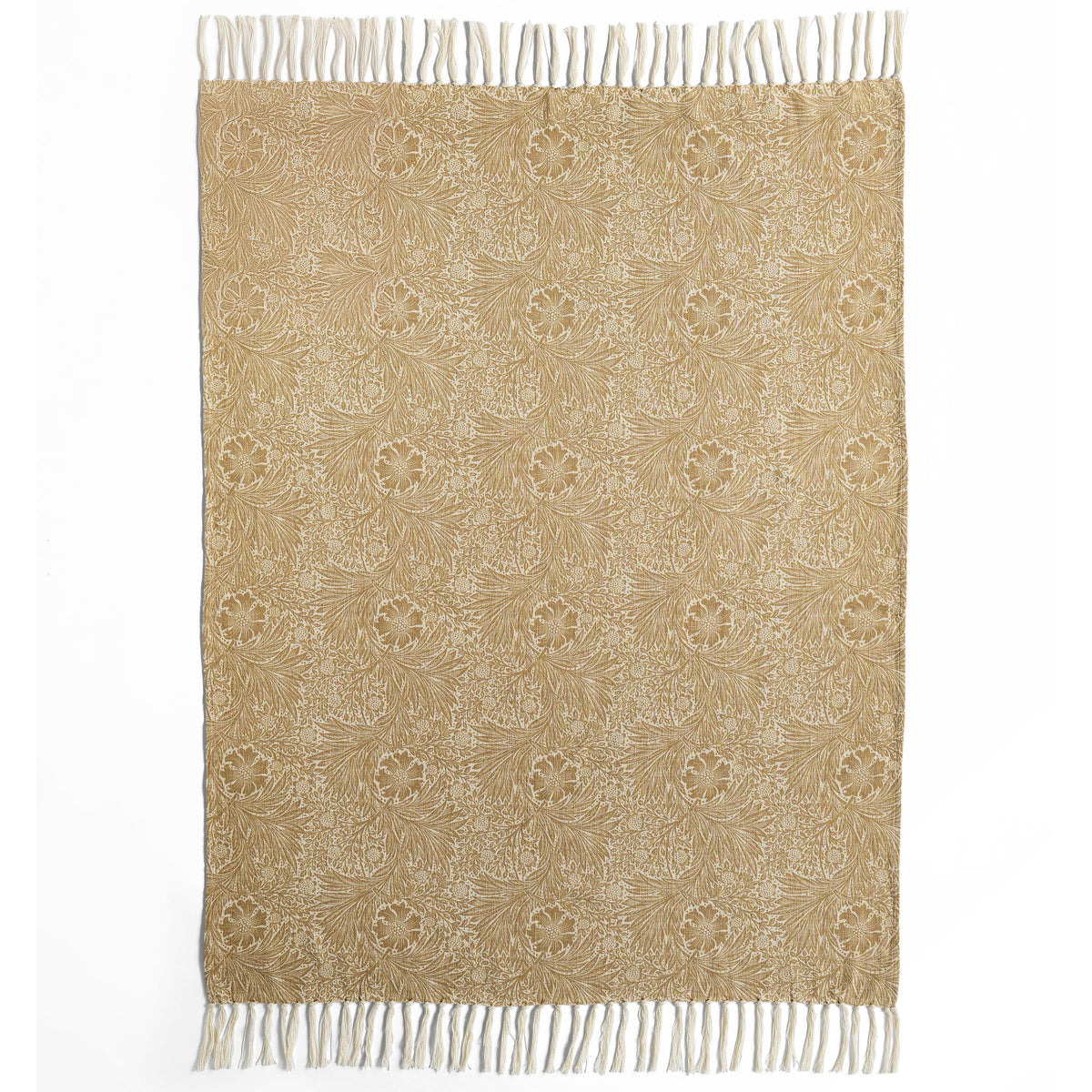William Morris Marigold Throw - Hessian Natural cut out