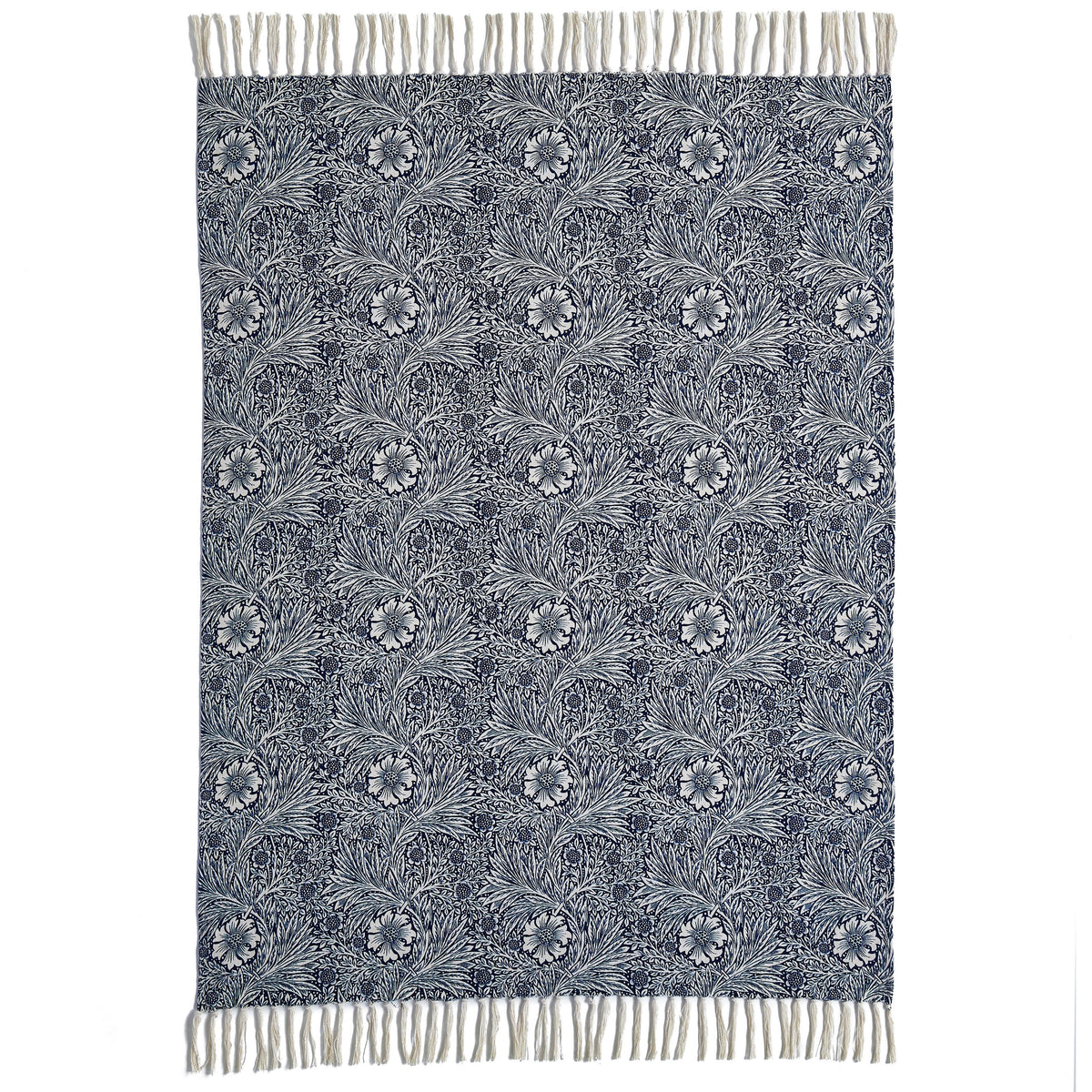 William Morris Marigold Throw - Indigo Blue cut out