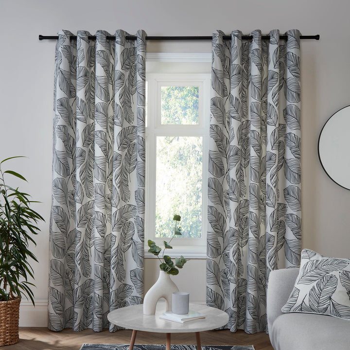Fusion Matteo Eyelet Curtains - Black - Williamsons Factory Shop