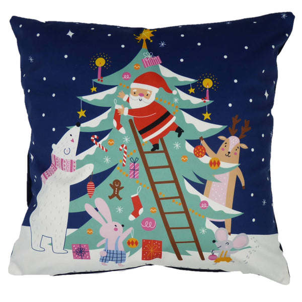 Merry Christmas Filled Cushion - Navy - Williamsons Factory Shop