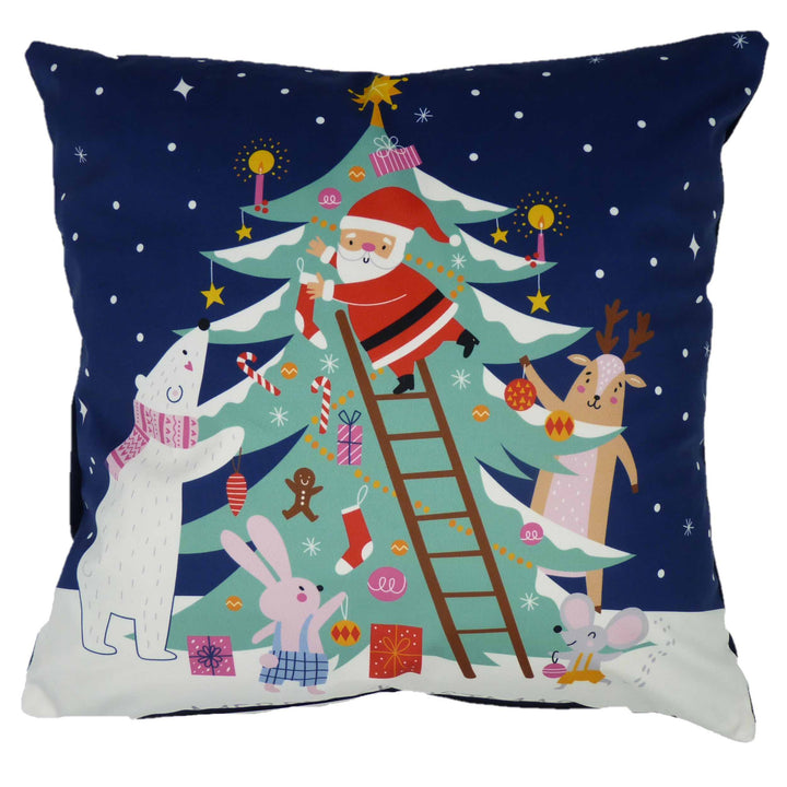 Merry Christmas Filled Cushion - Navy - Williamsons Factory Shop