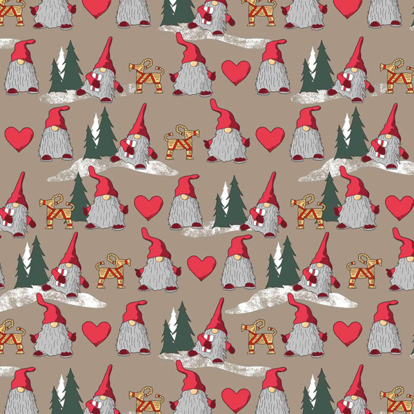 Gnome Hearts Christmas Oil Cloth