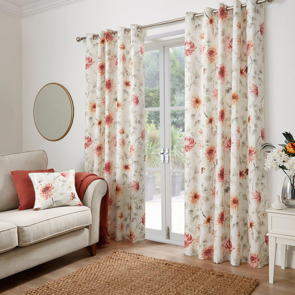 Dreams & Drapes Nadia Eyelet Curtains - Red - Williamsons Factory Shop