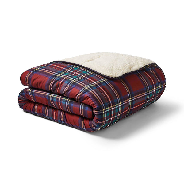 Night Lark® Cosy Sherpa Throw Classic Tartan - Berry Red - Williamsons Factory Shop