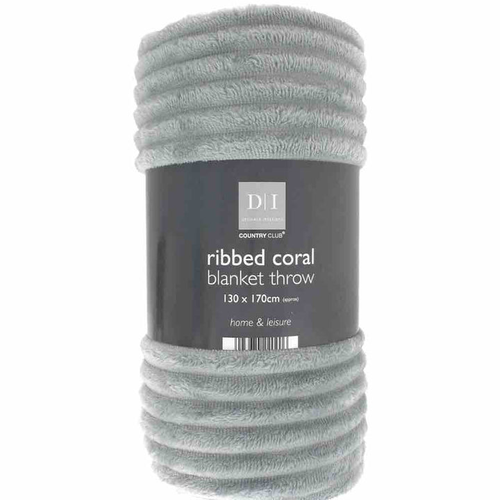 Ribbed Coral Fleece Throw - Natural - Williamsons Factory Shop