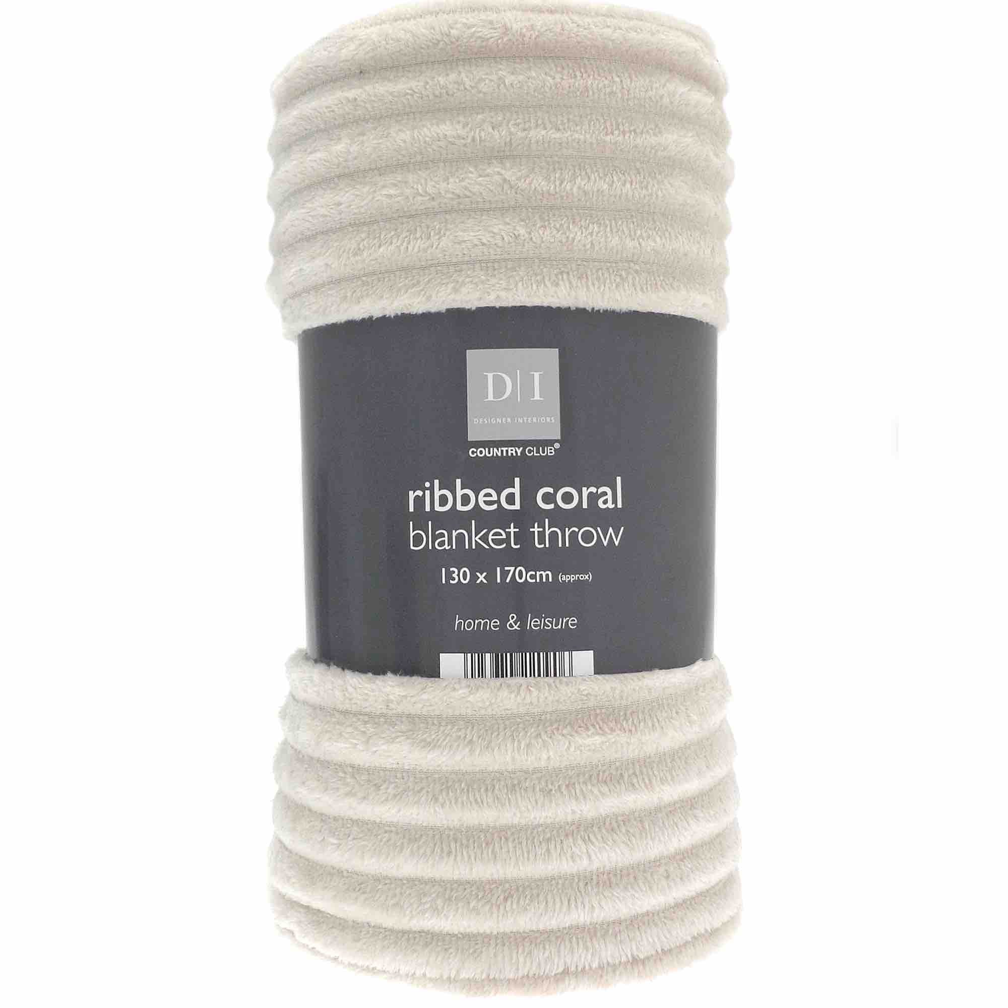 Ribbed Coral Fleece Throw - Natural