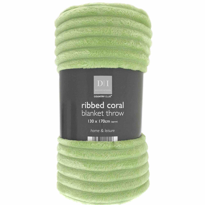 Ribbed Coral Fleece Throw - Natural - Williamsons Factory Shop