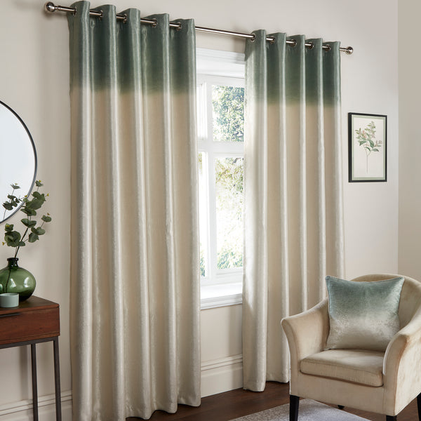 Fusion Ombre Strata Eyelet Curtains - Green - Williamsons Factory Shop